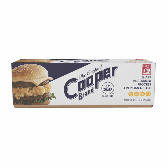 Cooper Sharp White American Cheese, 30 oz Loaf