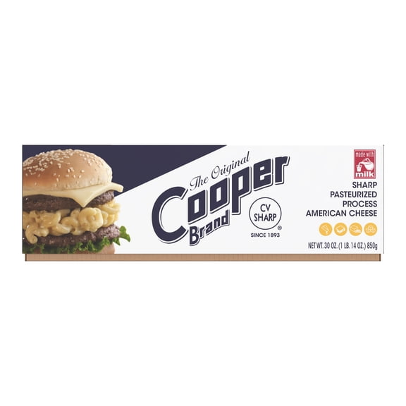 Cooper Sharp White American Cheese, 30 oz Loaf