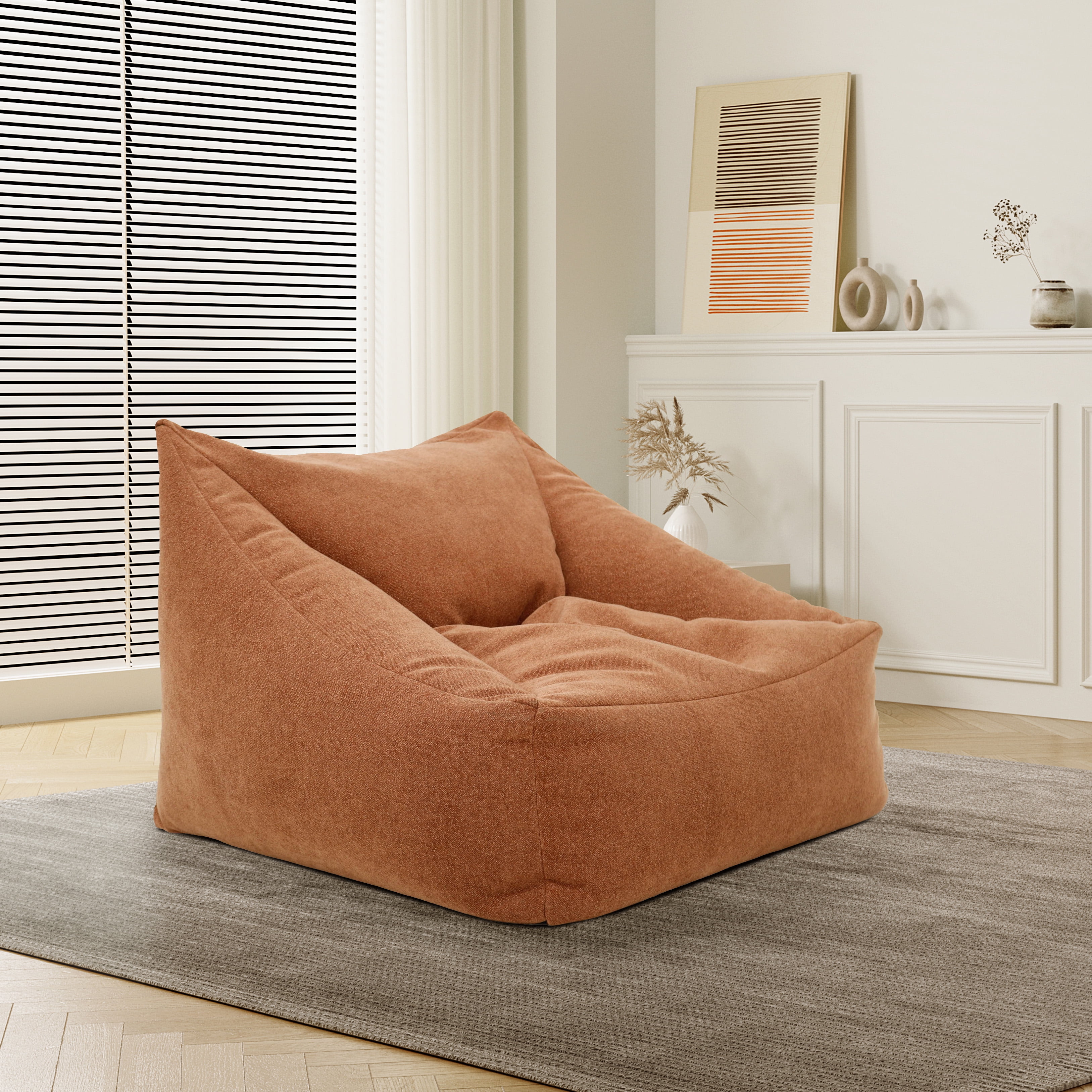 Overman USA Cooper Soft Filled Dorm Bean Bag Chair - Chloe Clay
