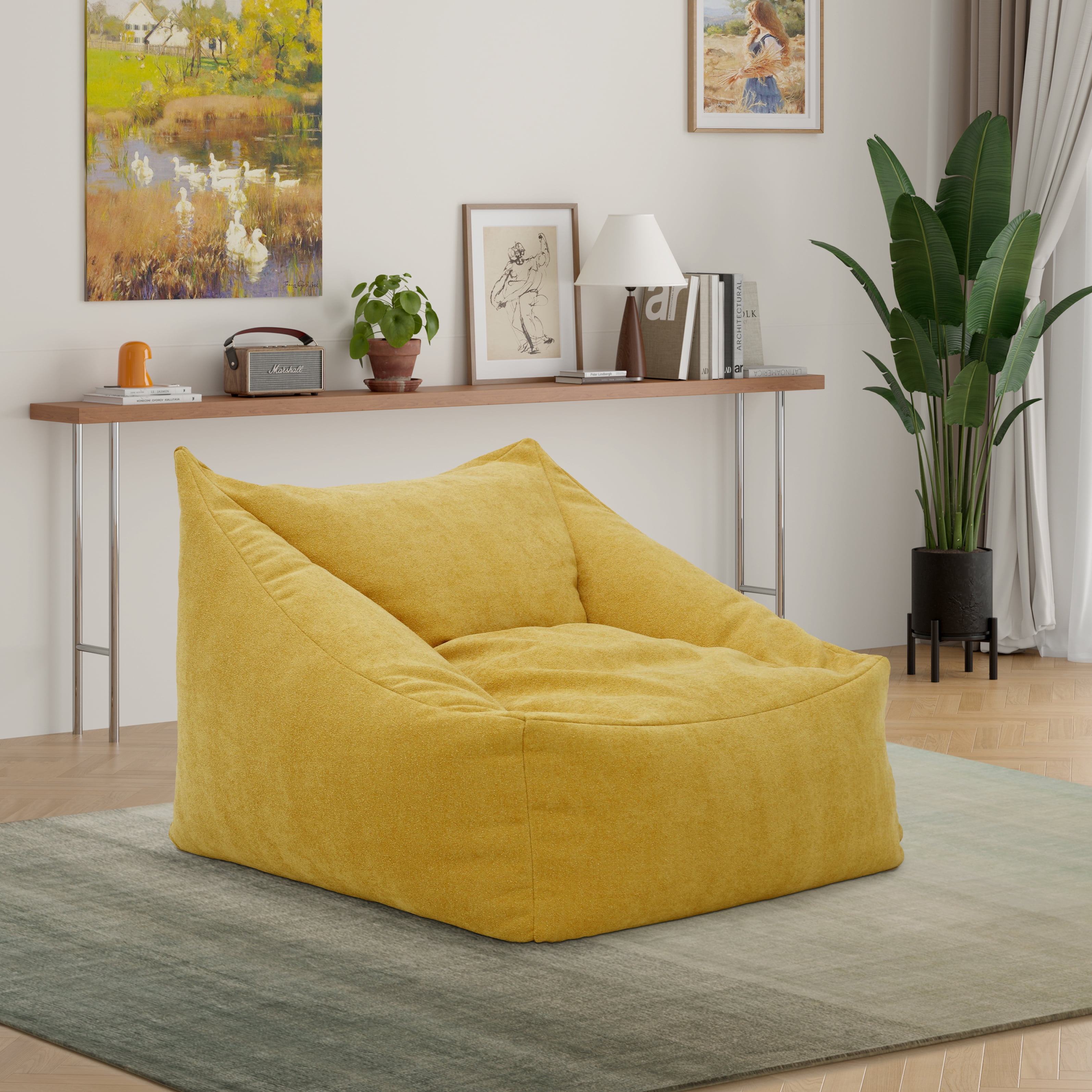 Overman USA Cooper Soft Filled Dorm Bean Bag Chair Chloe Marigold Walmart