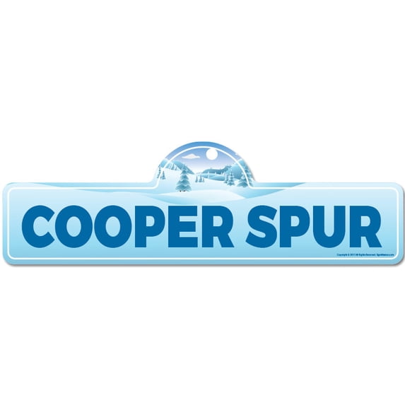 Cooper Spur Street Sign | Indoor/Outdoor | Skiing Skier Snowboarder Décor for Ski Lodge Cabin Mountian House | SignMission personalized gift