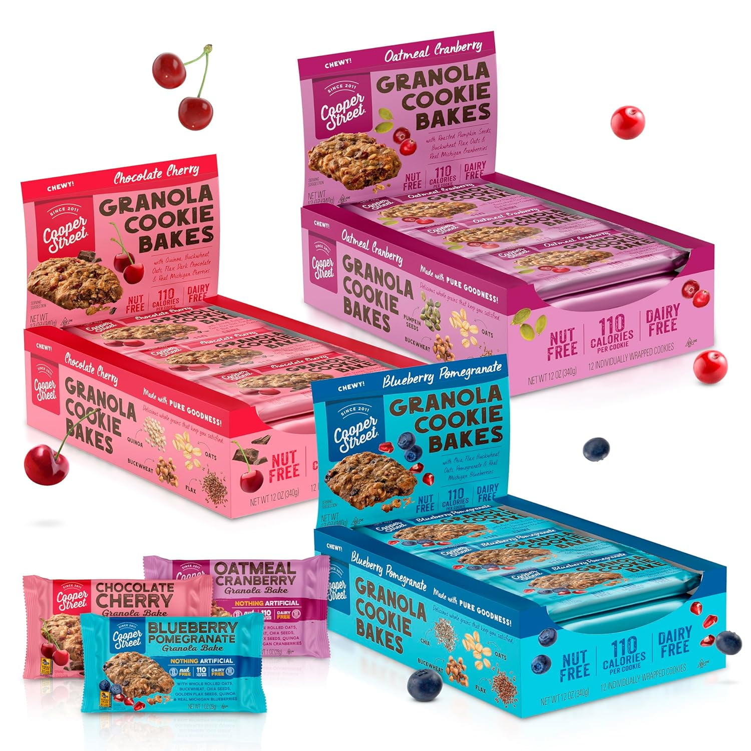 Cooper Street Individually Wrapped Chewy Breakfast Granola Bars Variety Pack - 36 Bars