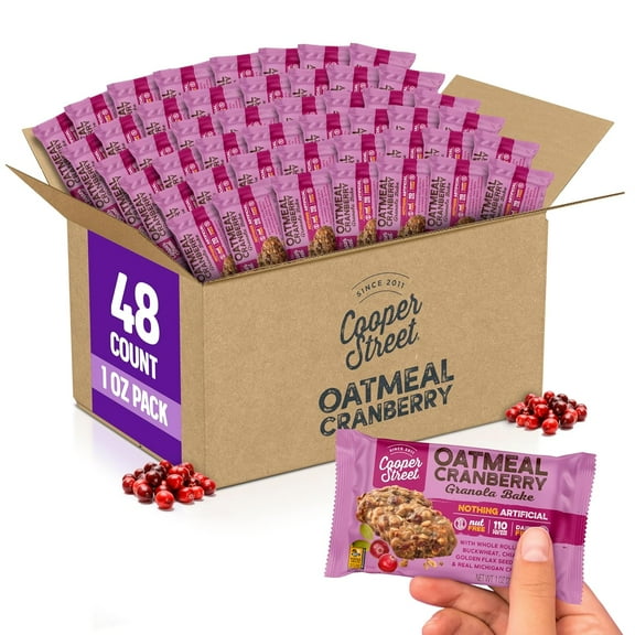 Cooper Street Individually Wrapped Chewy Granola Bars Bulk - 1 Oz 48 Pack - Oatmeal Cranberry