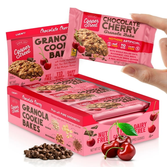 Cooper Street Individually Wrapped Chocolate Cherry Baked Granola Bars - Nut & Dairy Free - 12 Bars