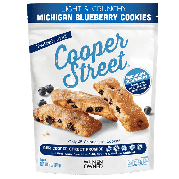 Cooper Street Light & Crunchy Michigan Blueberry Cookies, 5 OZ (Pack of 6)