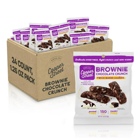 Cooper Street Twice Baked Italian Biscotti Cookies - Brownie Chocolate Biscotti - 1.25oz - 24 Pack