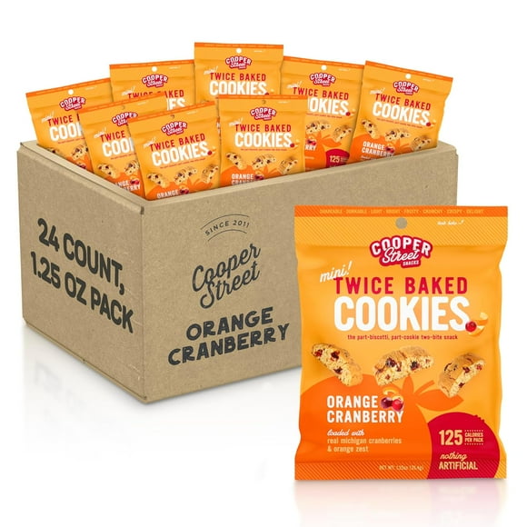 Cooper Street Twice Baked Italian Biscotti Cookies - Orange Cranberry Biscotti - 1.25oz - 24 Pack