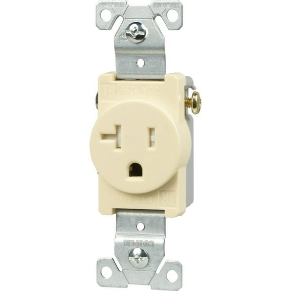 Cooper TR1877A Almond Tamper Resistant Commercial Grade Single Receptacle 20A 125V