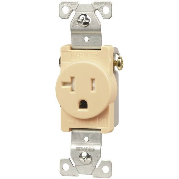 Cooper TR1877V Ivory Tamper Resistant Commercial Grade Single Receptacle 20A 125V