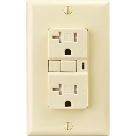Cooper TRVGF20A-SP Tamper Resistant Duplex Almond GFCI Receptacle 20A 125V