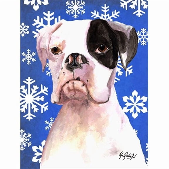 Cooper Winter Snowflakes Boxer Flag Canvas House Size