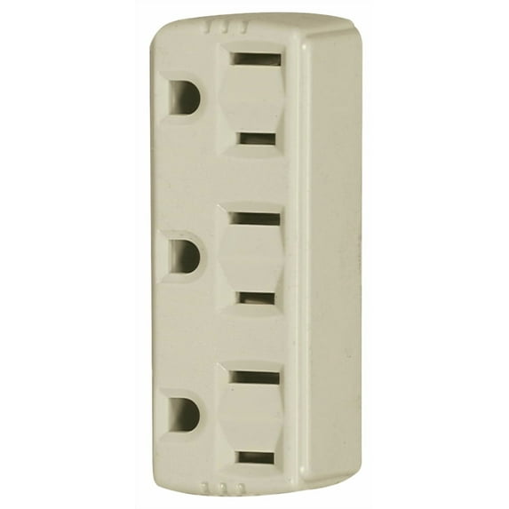 Cooper Wiring 1147V-BOX 3 Outlet 3 Wire Ground Adapter - Ivory