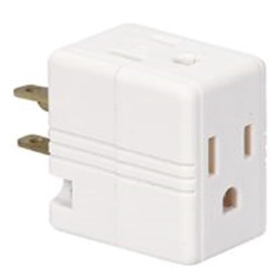 Cooper Wiring 1482W-BOX Three Outlet Cube Tap Adapter, White