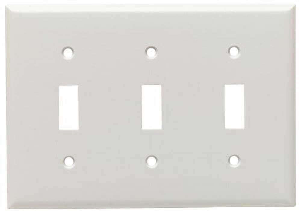 White Thermoset Plastic 3 Gang Toggle Wall Plate