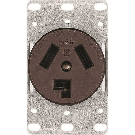 Cooper Wiring 38B-BOX 30 Amp 3 Wire Dryer Receptacle - Brown