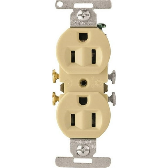 Cooper Wiring 5270V-BU Grounding 2 Pole/3 Wire Duplex Receptacle, 15Amp, Ivory