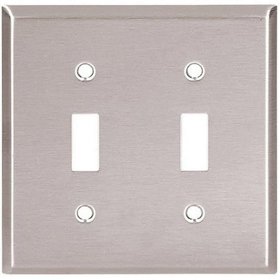 Cooper Wiring 7021405 Stainless Steel 2-Gang Toggle Switch Wallplate