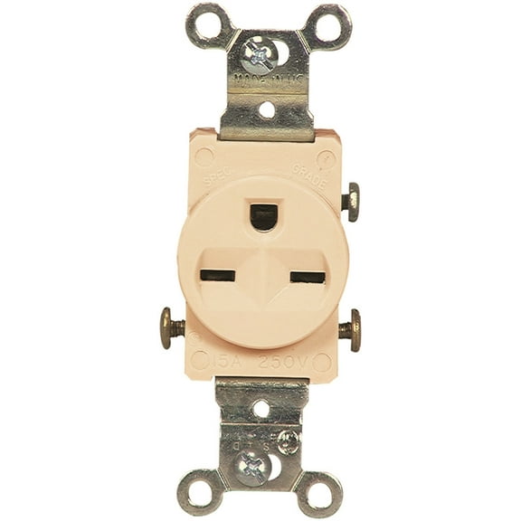 Cooper Wiring 816V-BOX 15 Amp 250 Volt 3 Wire Ivory Single Receptacle