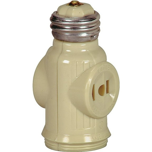 Eaton Wiring Devices BP715V Adapter, Medium Base, 660 W, 2-Outlet, Ivory