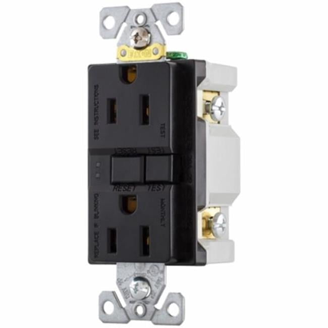 Cooper Wiring Device SGF15BK 15 A 125 V GFCI Self Test Duplex Receptacle, Black