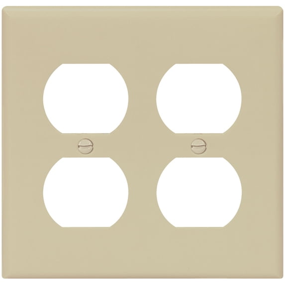 Two Gang Duplex Receptacle Wall Plate - Ivory Bulk