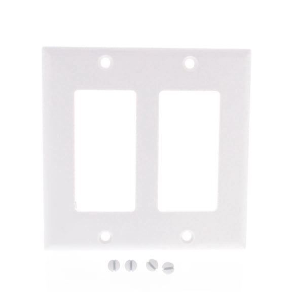 Cooper Wiring Devices 2152W 2-Gang Decorator GFCI Rocker Switch Wall Plate, Standard Size, Thermoset Plastic, White