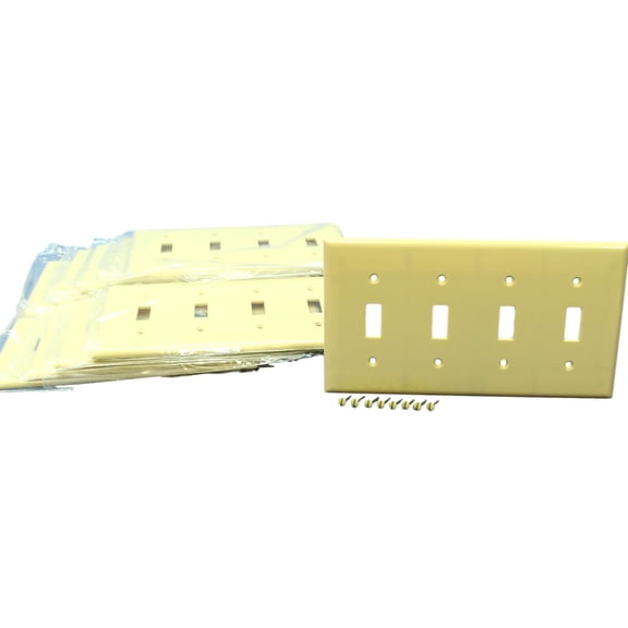 Cooper Wiring Devices 2154V 4-Gang Toggle Switch Wall Plate, Standard Size, Ivory (Pack of 10)
