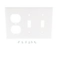 thumbnail image 1 of Cooper Wiring Devices 2158W 3-Gang Combination Duplex Outlet Toggle Switch Wall Plate, Standard Size, Thermoset Plastic, White, 1 of 3