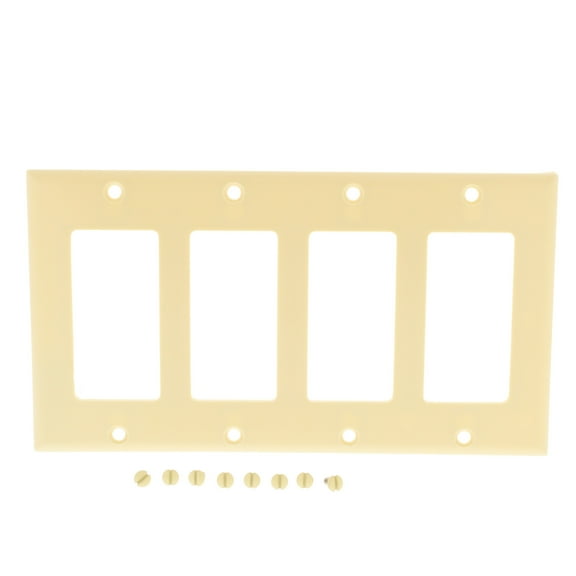 Cooper Wiring Devices 2164V 4-Gang Decorator GFCI Rocker Switch Wall Plate, Standard Size, Thermoset Plastic, Ivory