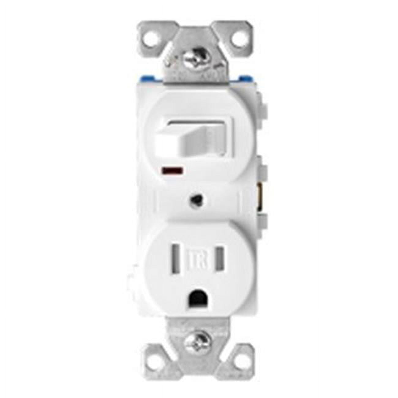 White Tamper Resistant Single-Pole Switch with Receptacle