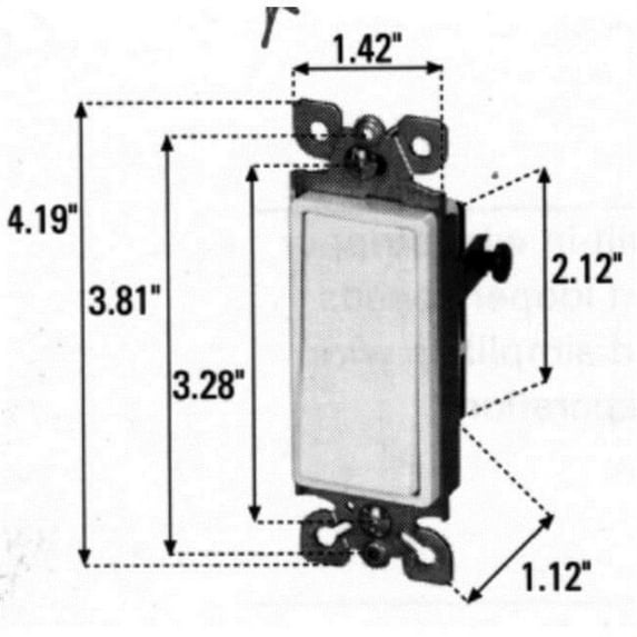 Cooper Wiring Devices 393765011 7501V 15A Single Pole 4-Way Decorator Rocker Switch, Ivory