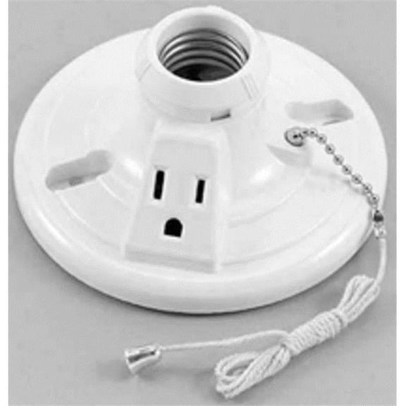 Cooper Wiring Devices 393786504 S865W-SP 15A 125V Ceiling Receptacle Plug with Pull Chain