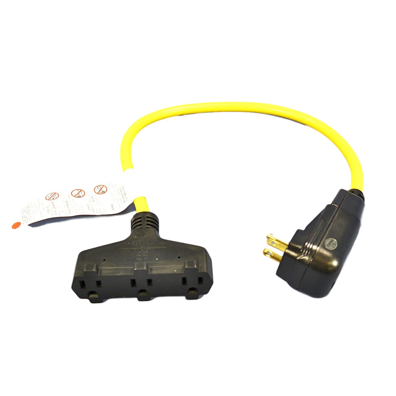 Cooper Wiring Devices GFP11M1P9 15A Portable GFCI Cord Set, Manual Reset, Tri-Tap with 2 Foot 12/3 Cord