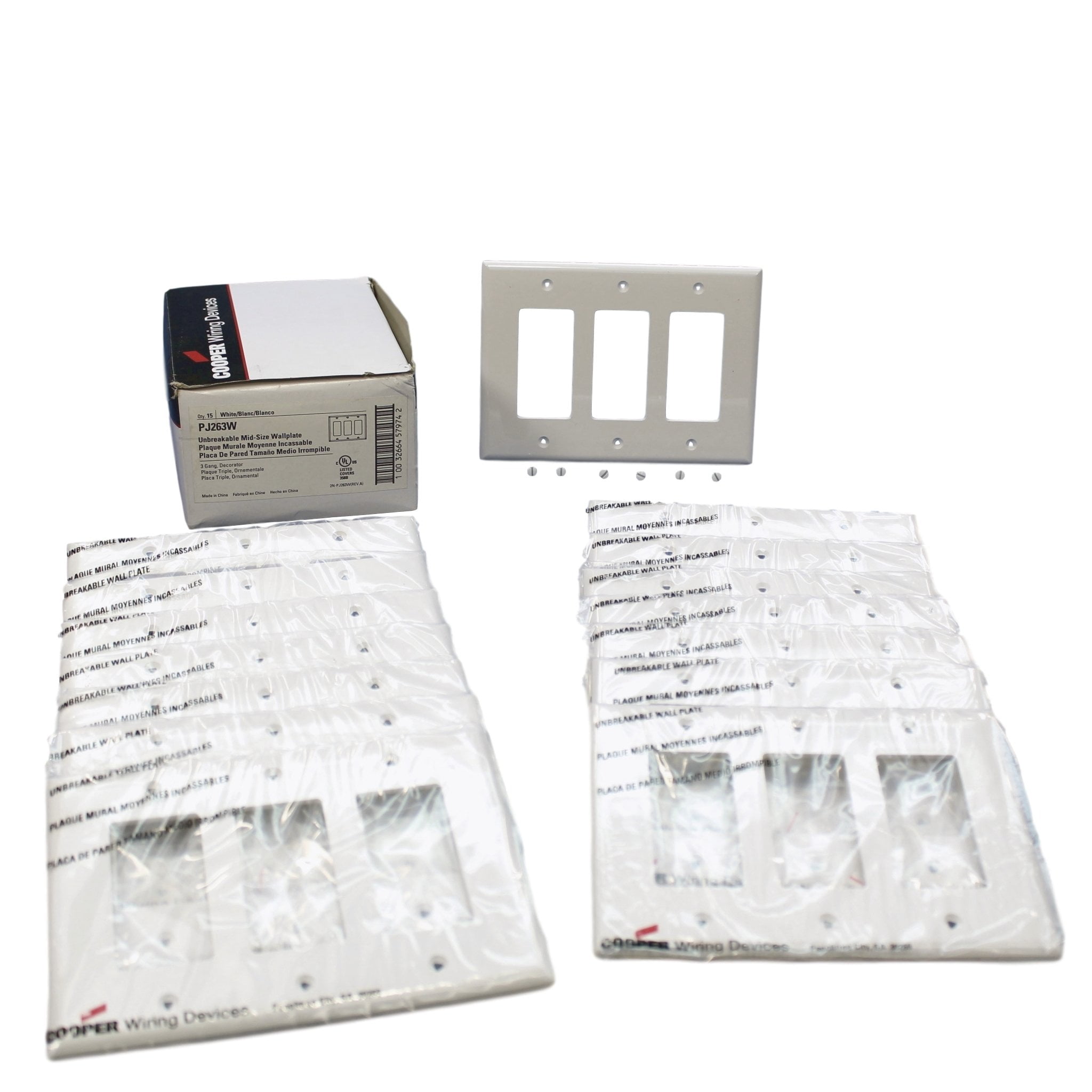 Cooper Wiring Devices PJ263W 3-Gang Decorator GFCI Rocker Switch Wall ...