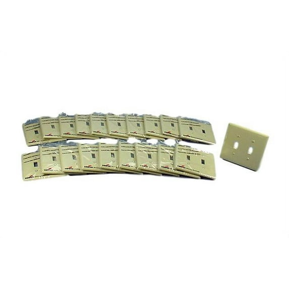 Cooper Wiring Devices PJ2V 2-Gang Toggle Light Switch Wall Plate, Unbreakable Polycarbonate, Mid-Size, Ivory (Pack of 20)
