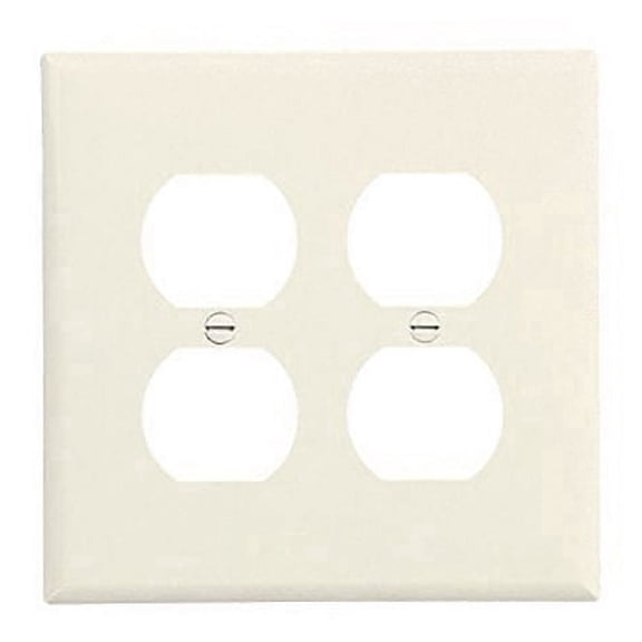 Cooper Wiring Devices PJ82A 2-Gang Duplex Receptacle Wall Plate, Mid-Size, Unbreakable Nylon, Almond