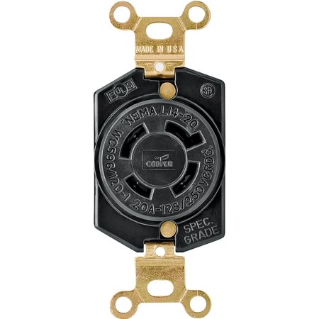Cooper Wiring L1420R 20A 4-Wire Ground Lock Receptacle