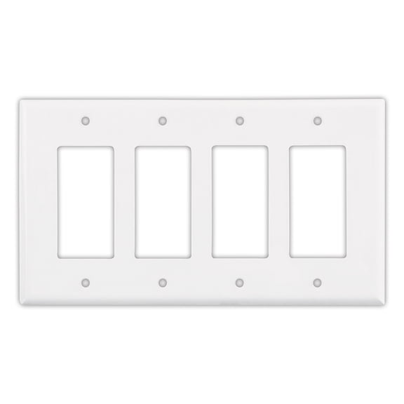 Cooper PJ264W White Unbreakable Mid-Size Four Gang Decorator Wall Plate
