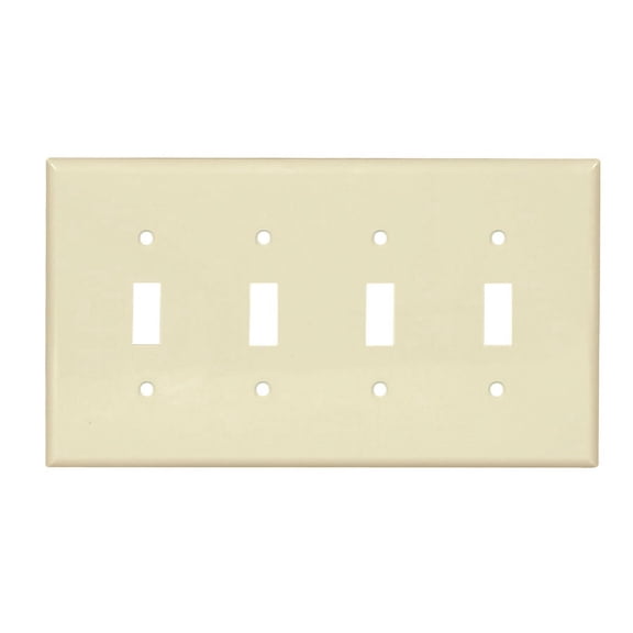Cooper Wiring PJ4A Almond Unbreakable Mid-Size 4-Gang Toggle Switch Wall Plate