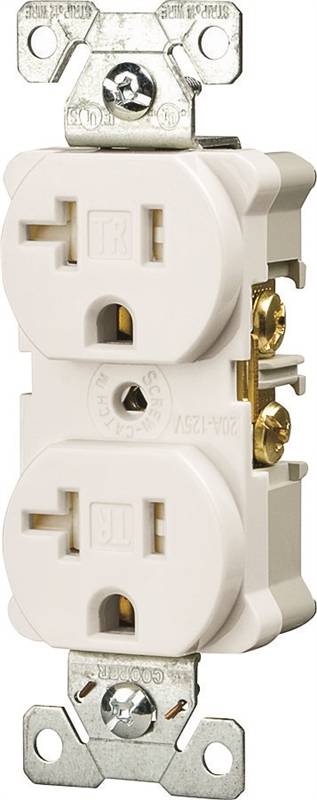 Cooper Wiring TRBR20W-BXSP Tamper 20A Commercial Duplex Receptacle- White