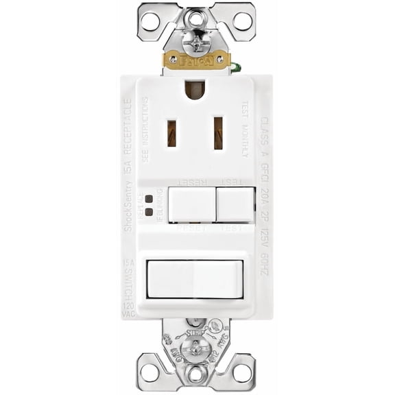 Cooper Wiring TRSGFS15WML Switch/GFCI Receptacle, 125 Volts, 15 AMp