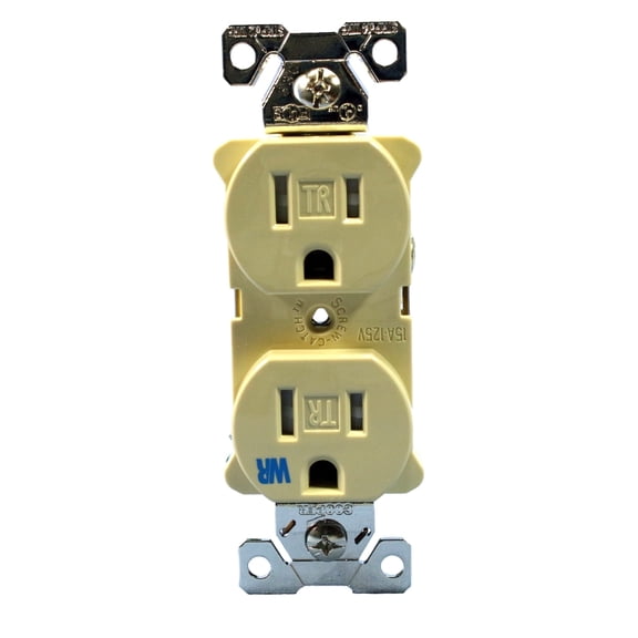 Cooper Wiring TWRBR15V Duplex Receptacles, 15 Amp, Ivory