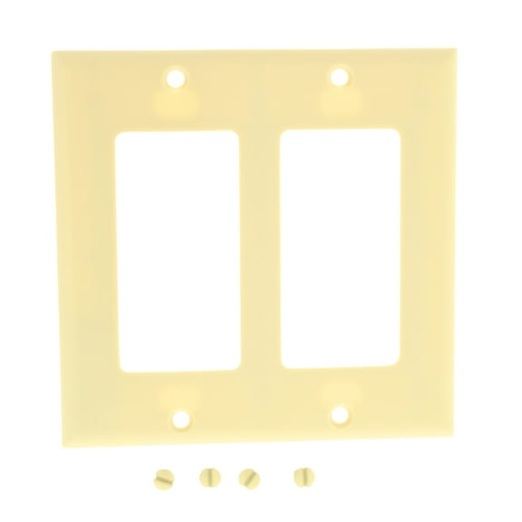 Cooper Wiring Devices 2152V 2-Gang Decorator GFCI Rocker Switch Wall Plate, Standard Size, Thermoset Plastic, Ivory