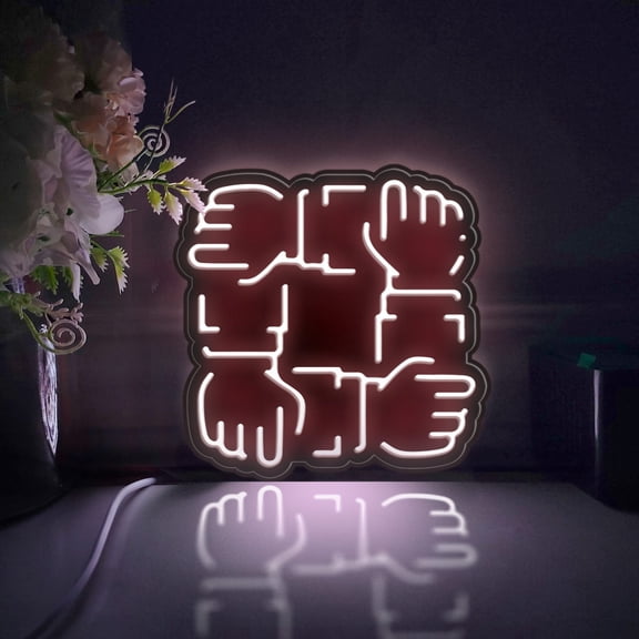 Cooperating Hand Led Light Box, Dimmable Neon-Like Light Signs USB Power for Wall Decor Bedroom Decoration, Static Light (WxH) 6"x6"