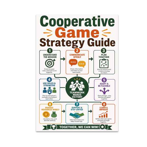 Cooperative Game Strategy Guide Flowchart - Gamer Enthusiast - 13x19 Poster Print