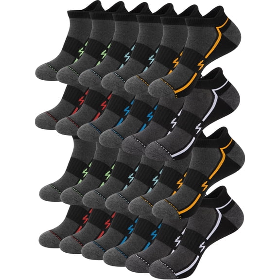 COOPLUS 12 Pairs Mens Ankle Running Socks Athletic Cushioned Breathable Socks for Men