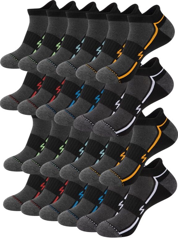12 Pairs Mens Ankle Running Socks Athletic Cushioned Breathable Socks for Men