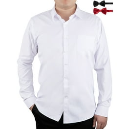 Hfyihgf Men s Dress Shirts Solid Color Long Sleeve Regular Fit Wrinkle Free Formal Shirt Business Casual Button Down Shirts White L Walmart
