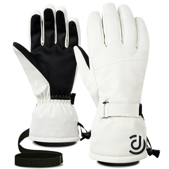 Cooplus Non-Slip Full-Finger Acrylic Fiber Gloves, White, M