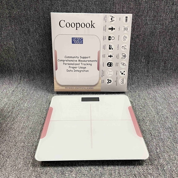 Coopook Wireless electronic scales Wireless Digital Bathroom Scale, Tempered Glass, 400lb Capacity